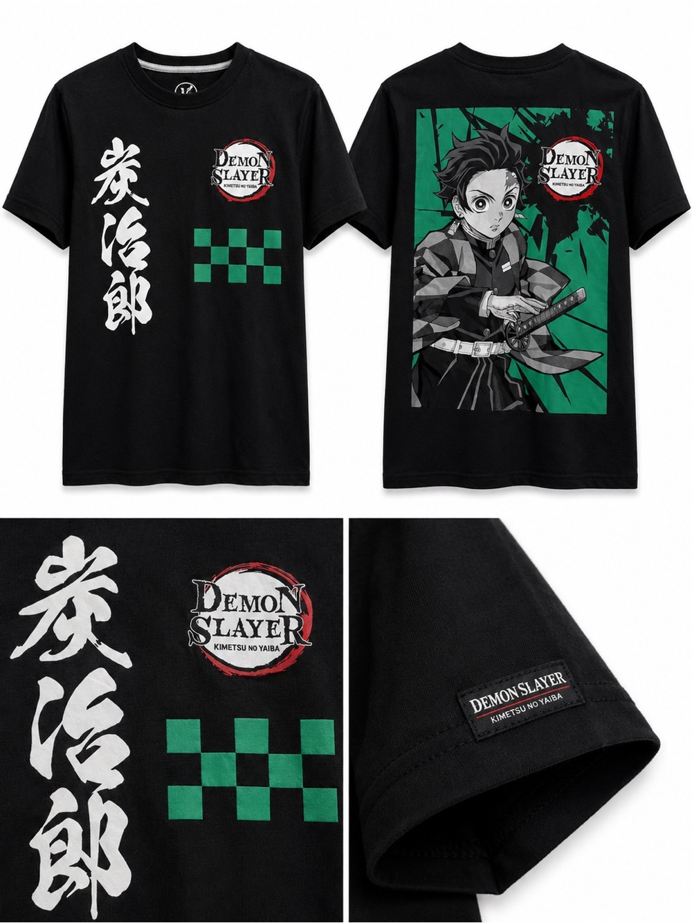 Demon Slayer Tanjiro Black & Green Short Sleeve Tee